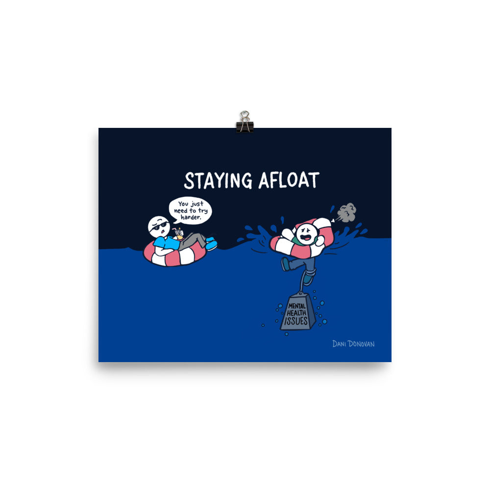Staying Afloat Poster — Dani Donovan ADHD comic art print, front view