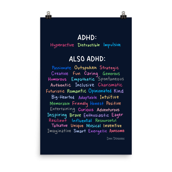 Also ADHD Posters — Dani Donovan ADHD comic art print, front view
