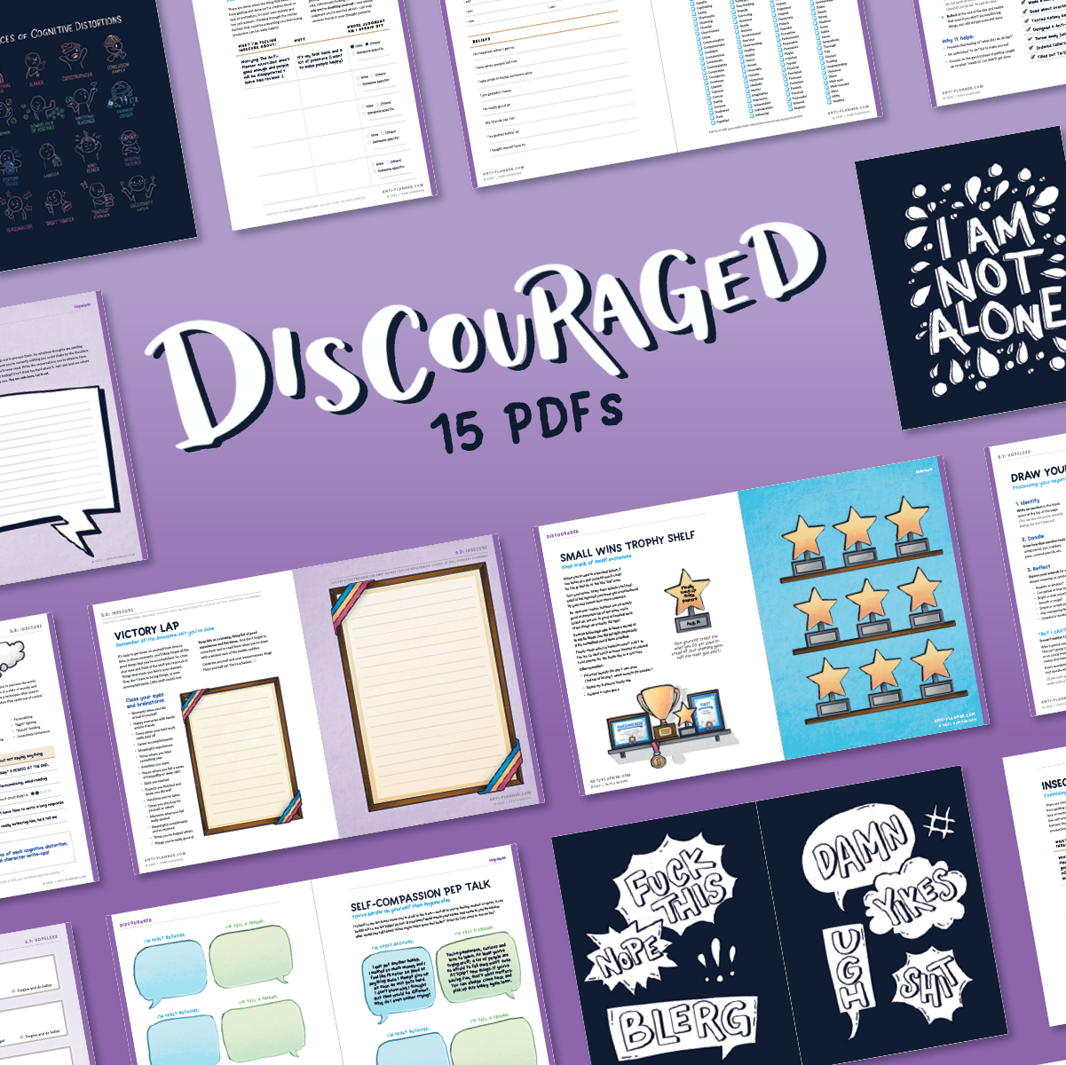 Discouraged Pack (15 PDFs): Anti-Planner Digital Mini Bundle — PDF download preview
