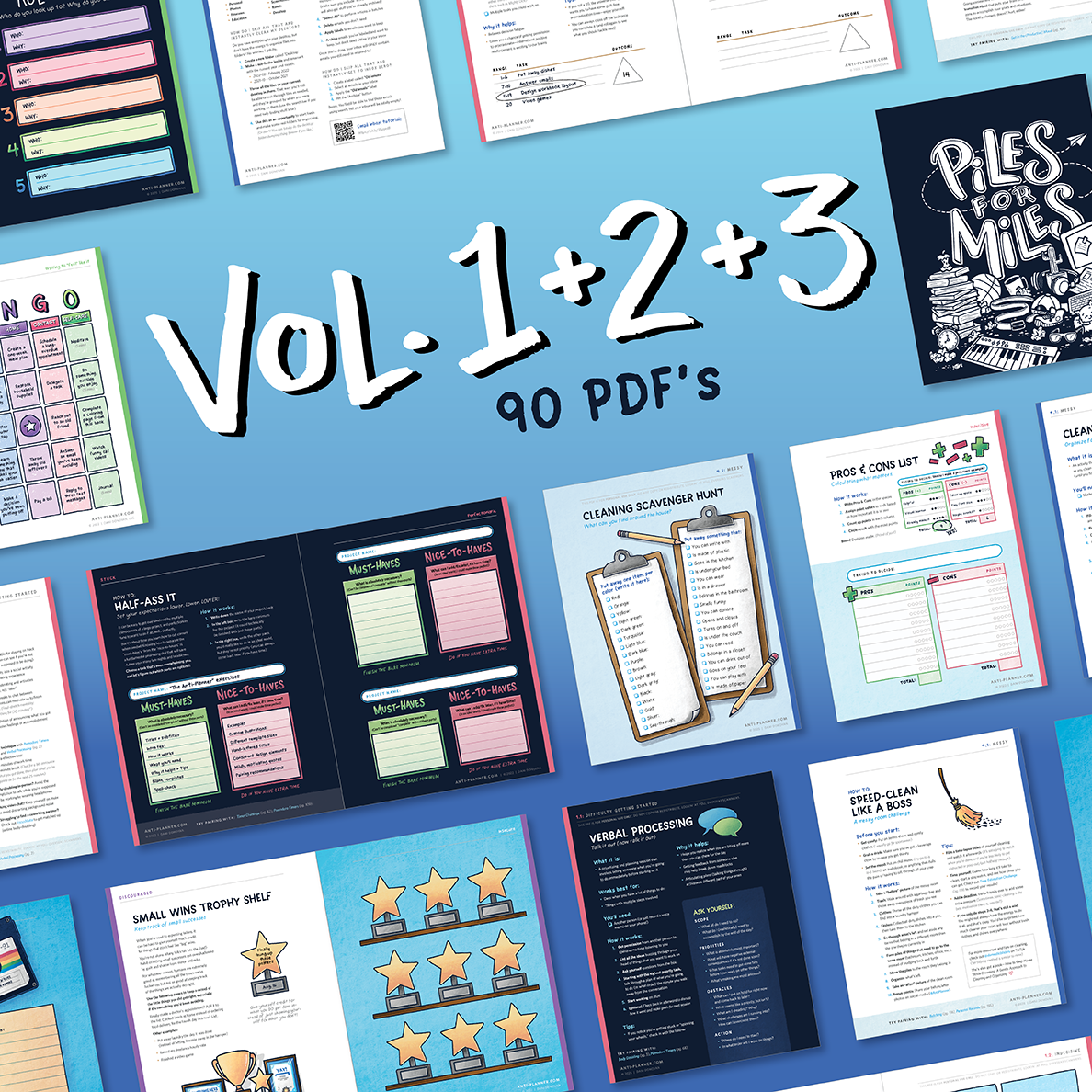 Volumes 1+2+3 (90 PDFs): Anti-Planner Digital Mini Bundle — complete collection preview