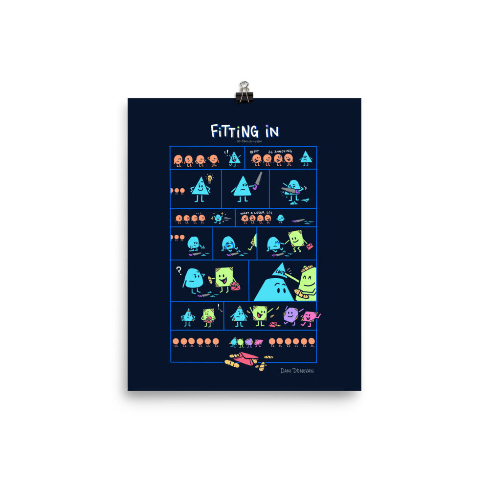Fitting In Poster — Dani Donovan ADHD comic art print, front view