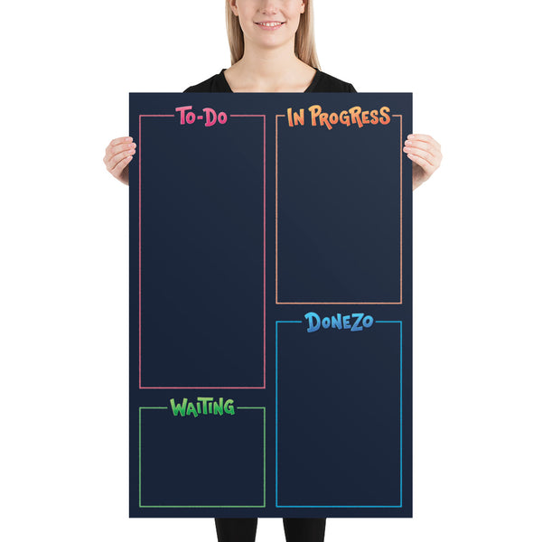 Kanban Board (Paper Poster) [All 4]: Vertical — ADHD-friendly Kanban board by Dani Donovan, front view