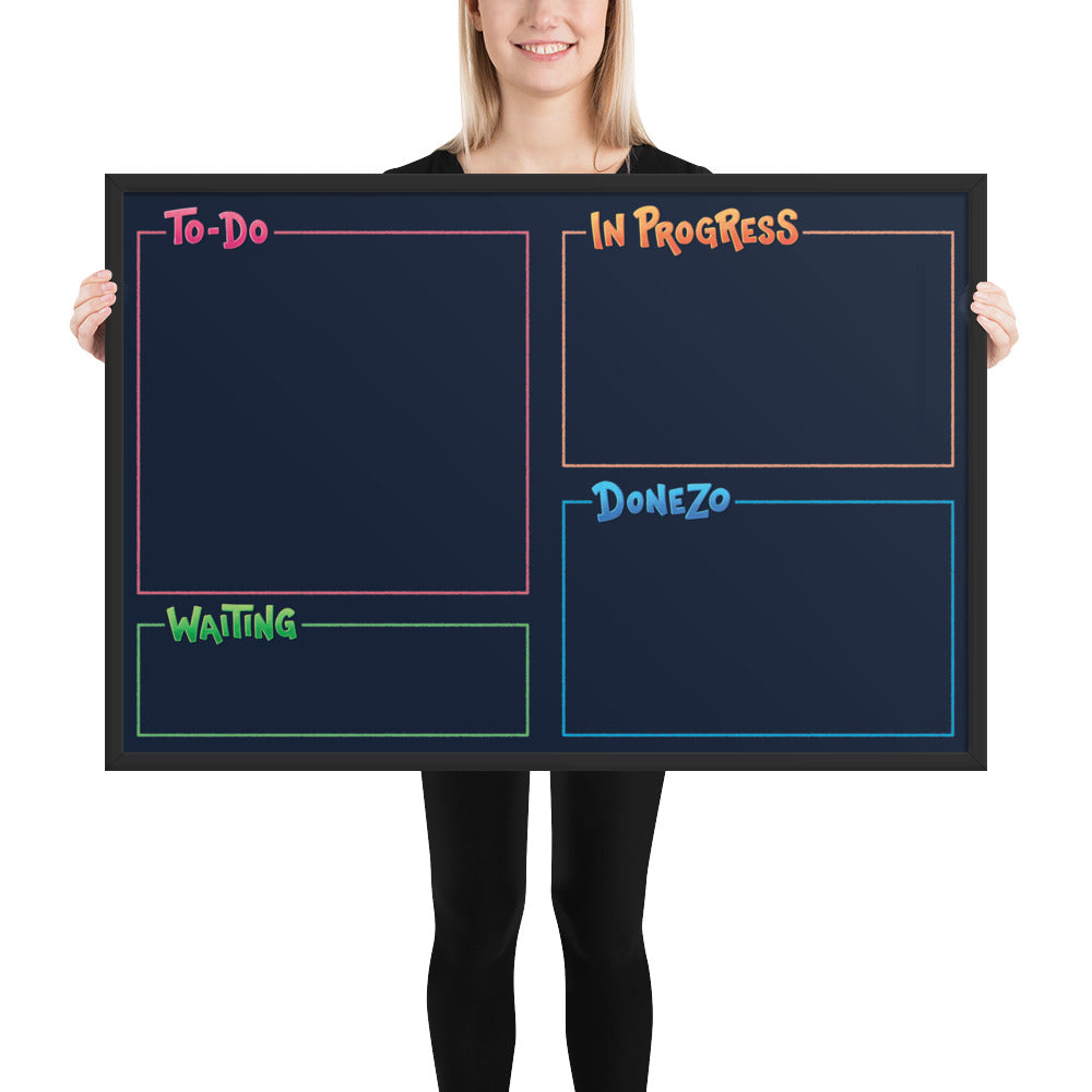 Kanban Board (Framed Poster) [All 4]: Horizontal — ADHD-friendly Kanban board by Dani Donovan, front view