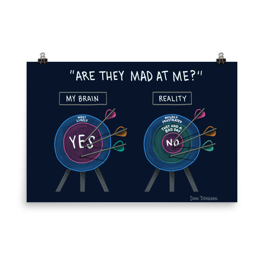 Are They Mad? Poster — Dani Donovan ADHD comic art print, front view